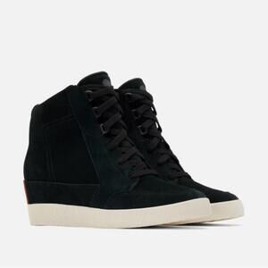 Sorel Out N About Black Lace Up Wedge Booties sz 11 EUC